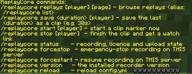 ReplayCore command usage