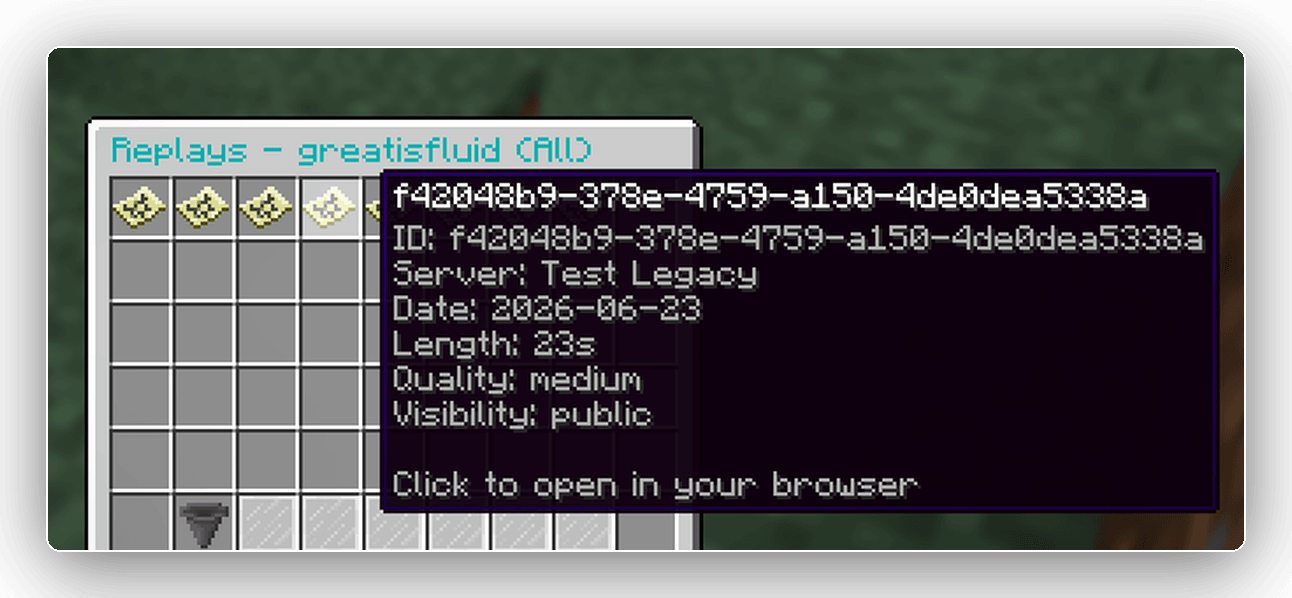 The in-game replay menu: browse and open replays without leaving the game.